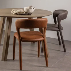 Retro Esszimmerstuhl Lederstuhl Noble Komplettbezug Kunstleder Cognac-WOOOD Online