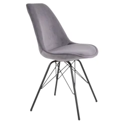 Retro Esszimmerstuhl Oslo Samt Grau-Vintagehaus