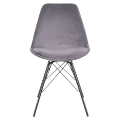 Retro Esszimmerstuhl Oslo Samt Grau-Vintagehaus