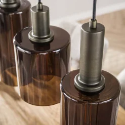 Retro Hängelampe Pendelleuchte Sepiora 6 flammig Glas Bronze-Vintagehaus Lampen Hot