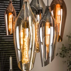 Retro Hängelampe Pendelleuchte 7 Cocoon Glas verschiedene Farben-Vintagehaus Lampen Clearance