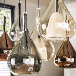 Retro Hängelampe Pendelleuchte 7 Wings Glas Bernstein Kupfer Chrom-Vintagehaus Lampen Online