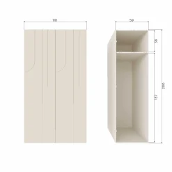 Retro Kleiderschrank Schlafzimmerschrank Rain in Beige mit fünf Böden-WOOOD Outlet