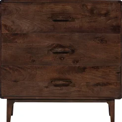 Retro Kommode Liya Mangoholz 3 Schubladen-WOOOD Hot