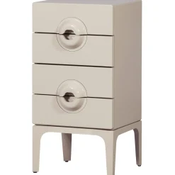 Retro Kommode Nachttisch Merge Beige 4 Schubladen-WOOOD Best