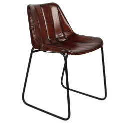 Retro Lederstuhl Esszimmerstuhl Brown Stripes Metall-Vintagehaus Hot