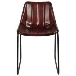 Retro Lederstuhl Esszimmerstuhl Brown Stripes Metall-Vintagehaus Hot