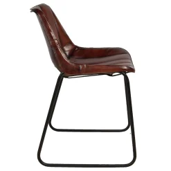 Retro Lederstuhl Esszimmerstuhl Brown Stripes Metall-Vintagehaus Hot