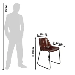 Retro Lederstuhl Esszimmerstuhl Brown Stripes Metall-Vintagehaus Hot