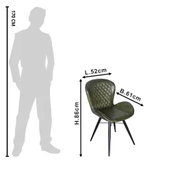 Retro Lederstuhl Esszimmerstuhl Green Rautensteppung Metall-Vintagehaus Hot