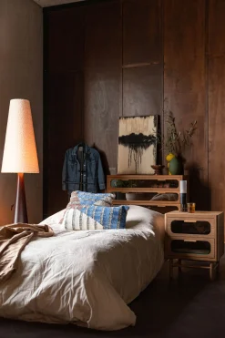 Retro Nachttisch Beistelltisch Caroun Bambus Rauchglas-DutchBone Best