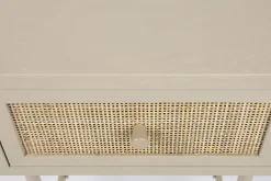 Retro Nachttisch Beistelltisch Amaya mit Rattangeflecht Beige-Vintagehaus Discount