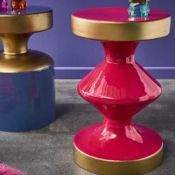 Retro Pop Beistelltisch Glam Metall Rot-Vintagehaus Online