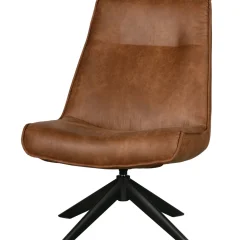 Retro Relaxsessel Drehsessel Skyler Kunstleder Cognac-WOOOD New