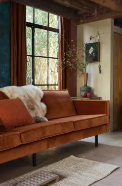 Retro Samtsofa Rodeo 3-Sitzer Rost-BePureHome Outlet