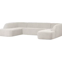 Retro Sofa Couch Sloping U-Form Organic Weiß-BePureHome Best