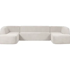 Retro Sofa Couch Sloping U-Form Organic Weiß-BePureHome Best