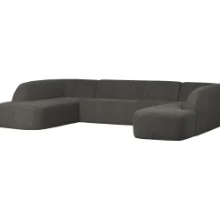 Retro Sofa Couch Sloping U-Form Organic Schwarz-BePureHome New