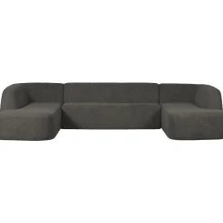 Retro Sofa Couch Sloping U-Form Organic Schwarz-BePureHome New