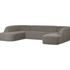 Retro Sofa Couch Sloping U-Form Organic Grau-BePureHome Best