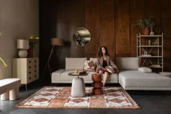 Retro Sofa Ecksofa Shelly Mélange Natur Stoff Metallbeine Rechts-DutchBone Outlet