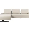 Retro Sofa Ecksofa Shelly Mélange Natur Stoff Metallbeine Links-DutchBone Discount