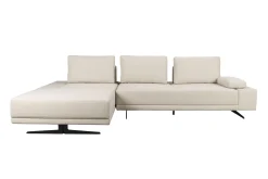 Retro Sofa Ecksofa Shelly Mélange Natur Stoff Metallbeine Links-DutchBone Discount