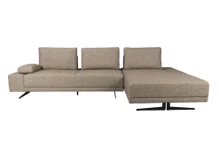 Retro Sofa Ecksofa Shelly Zimtbraun Natur Stoff Metallbeine Rechts-DutchBone Online