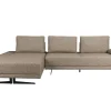 Retro Sofa Ecksofa Shelly Mélange Zimtbraun Stoff Metallbeine Links-DutchBone New