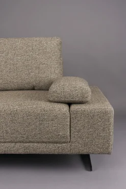 Retro Sofa Ecksofa Shelly Mélange Zimtbraun Stoff Metallbeine Links-DutchBone New