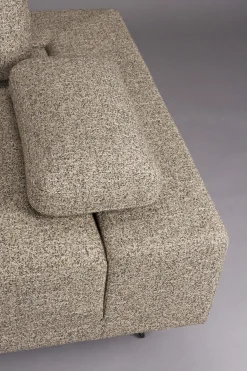 Retro Sofa Ecksofa Shelly Mélange Zimtbraun Stoff Metallbeine Links-DutchBone New