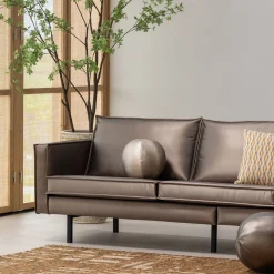 Retro Sofa Rodeo 3-Sitzer Metallic Kupfer Braun-WOOOD Discount