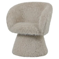 Retro Stuhl Loungechair Hermes Faux-Fur Beige-PTMD New