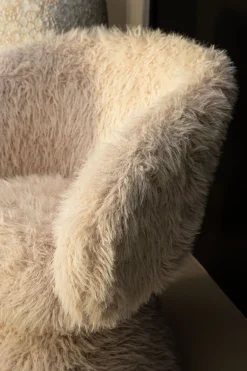 Retro Stuhl Loungechair Hermes Faux-Fur Beige-PTMD New