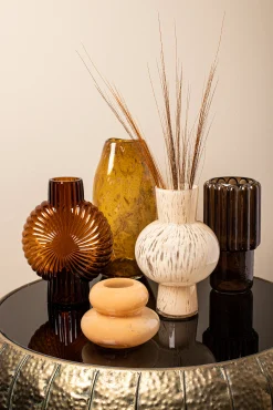 Retro Vase Brown Stripes Glas 32cm-PTMD