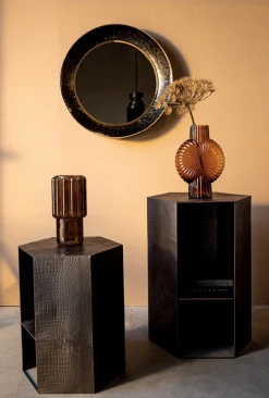 Retro Vase Brown Stripes Glas 32cm-PTMD