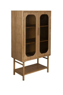 Retro Vitrine Hochkommode Caroun Bambus Rauchglas-DutchBone Online