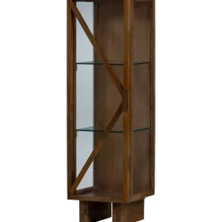 Retro Vitrine Kella Mangolzholz schmal Braun-WOOOD Online