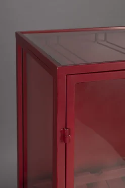 Retro Weinregal Barschrank Vitrine Mori Rot Rattangeflecht-DutchBone Clearance