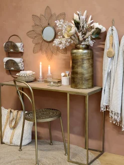 Schreibtisch Konsoltisch Industrial Boheme Metall Messing Holz-Chic Antique Clearance