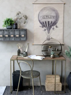 Schreibtisch Konsoltisch Industrial Boheme Metall Messing Holz-Chic Antique Clearance