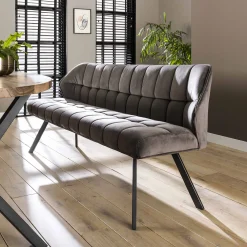 Set Esstischbank Polsterbank Raster + 2 Armlehnstühle Samt Anthrazit-Vintagehaus Hot