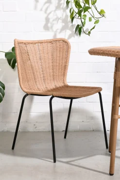 Set Rattan Esstisch 80 Ø Cabana + 2 Butterfly Stühle In/Outdoor-Vintagehaus New