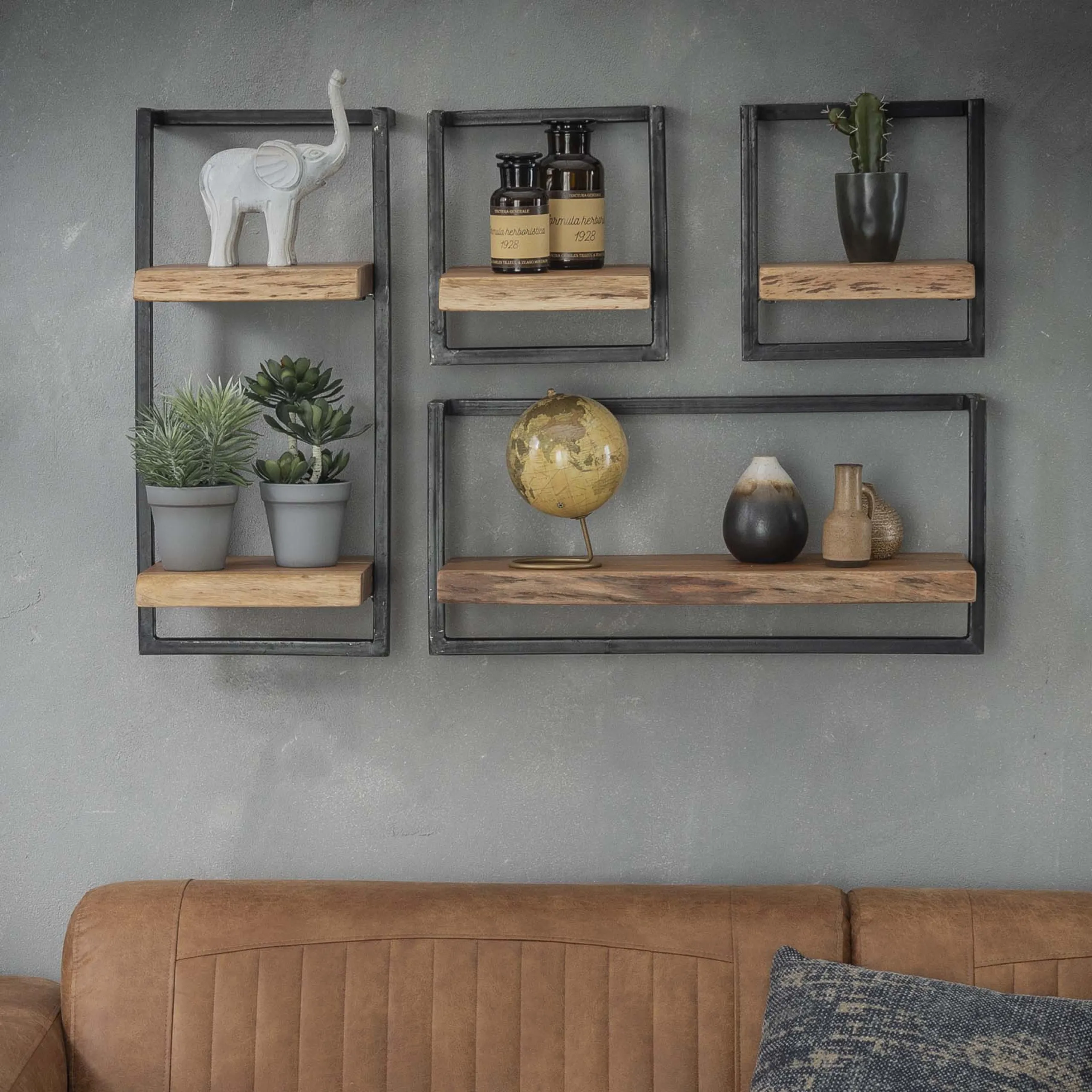 Set Wandregal Akazie Baumkante Edge Metall Klein-Vintagehaus Hot