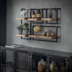 Set Wandregal Akazie Baumkante Edge Metall Klein-Vintagehaus Hot