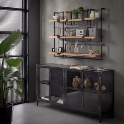 Set Wandregal Akazie Baumkante Edge Metall Groß-Vintagehaus Sale