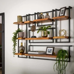 Set Wandregal Akazie Baumkante Edge Metall Groß-Vintagehaus Sale