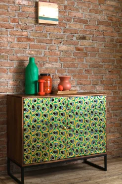 Sideboard Vintage Meena Mangoholz Metall Peacock-DutchBone Best