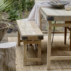 Sitzbank Outdoorbank Esstischbank Vintage Klappbar Limewash 160 cm-Raw Materials Sale