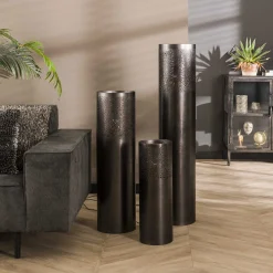 Stehlampe Industrial Zylinder Schwarz Nickel in drei Größen-Vintagehaus Lampen